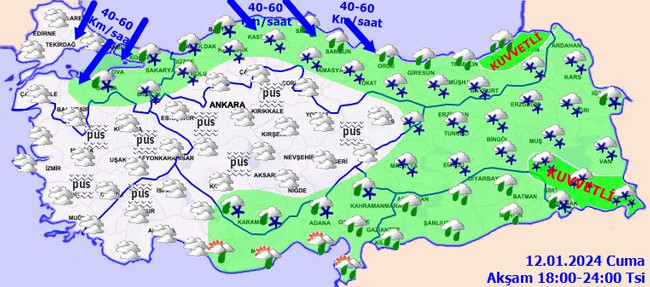 Meteoroloji’den yoğun kar ve sağanak uyarısı! İşte il il 12 Ocak hava durumu… - Resim : 4