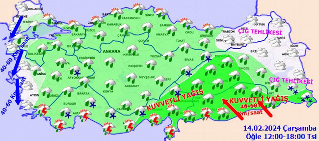 Meteoroloji’den çok sayıda il için kuvvetli sağanak uyarısı! İşte il il 14 Şubat hava durumu… - Resim : 4