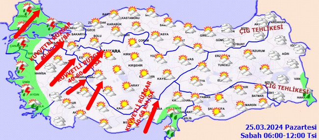 Meteoroloji’den çok sayıda il için uyarı geldi! İşte il il 25 Mart hava durumu… - Resim : 3