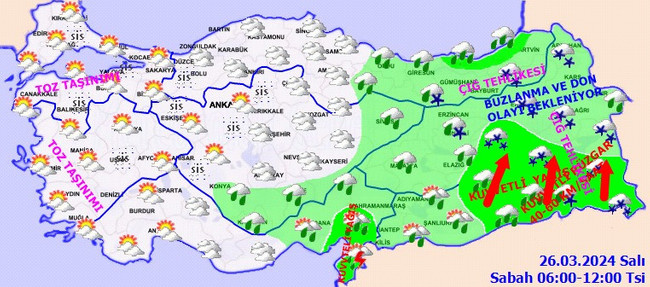 Meteoroloji’den gök gürültülü sağanak, fırtına ve kar yağışı uyarısı! İşte il il 26 Mart hava durumu - Resim : 3