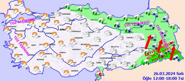 Meteoroloji’den gök gürültülü sağanak, fırtına ve kar yağışı uyarısı! İşte il il 26 Mart hava durumu - Resim : 4