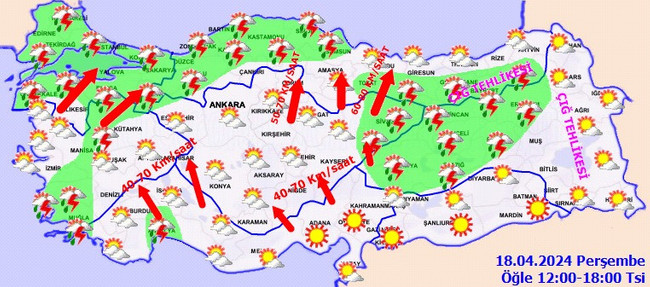 Meteoroloji’den çok sayıda il için sarı kodlu uyarı! İşte il il 18 Nisan hava durumu… - Resim : 4