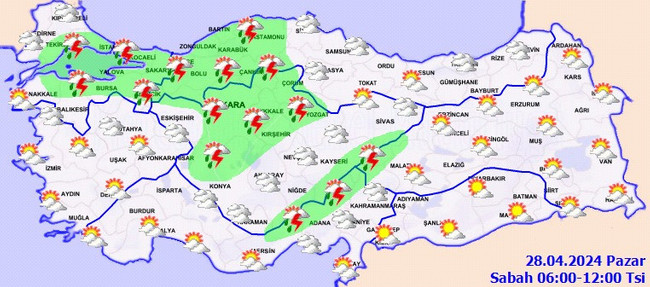 Meteoroloji’den sağanak ve kuvvetli rüzgar uyarısı! İşte il il 28 Nisan hava durumu… - Resim : 3