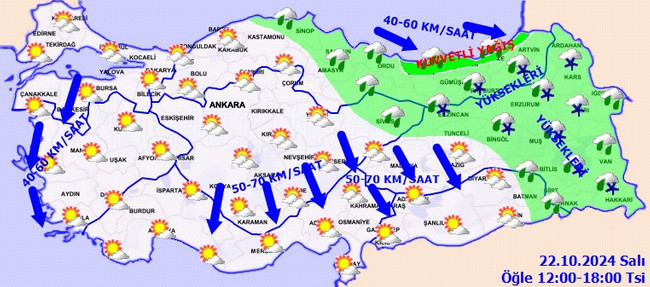 Meteoroloji’den kuvvetli yağış ve rüzgar uyarısı! İşte il il 22 Ekim Salı hava durumu… - Resim : 3
