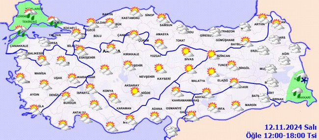 Meteoroloji&rsquo;den sağanak ve kar yağışı uyarısı! İşte il il 12 Kasım Salı hava durumu&hellip; - Resim : 3