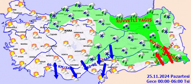 49 kent için sarı ve turuncu kodlu uyarı geldi! İşte il il 24 Kasım Pazar hava durumu… - Resim : 6