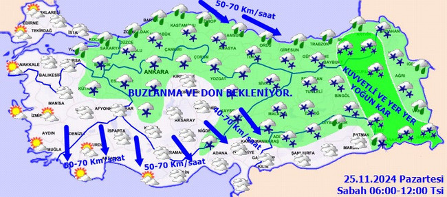 Meteoroloji’den 24 kente sarı ve turuncu kodlu uyarı! İşte il il 25 Kasım Pazartesi hava durumu… - Resim : 3