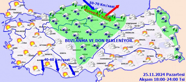 Meteoroloji’den 24 kente sarı ve turuncu kodlu uyarı! İşte il il 25 Kasım Pazartesi hava durumu… - Resim : 5