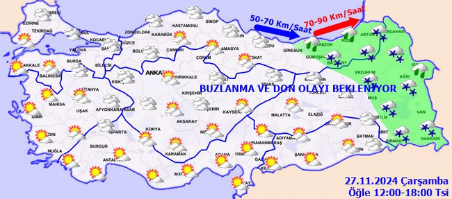 Meteoroloji’den 3 kente sarı kodlu uyarı: Kuvvetli olacak! İşte il il 27 Kasım Çarşamba hava durumu… - Resim : 4
