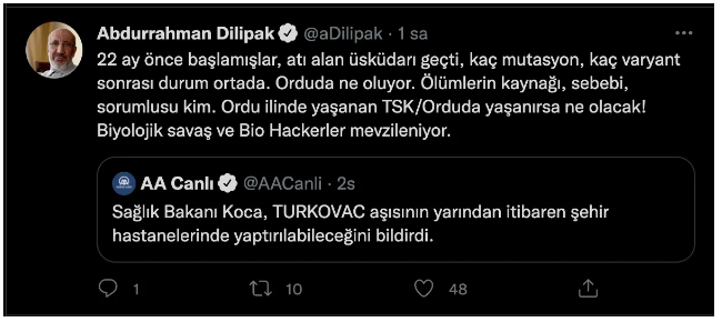 Abdurrahman Dilipak yerli aşı Turkovac'a savaş açtı! 'Bakan Koca'nın yaptığı biyolojik intihar' - Resim : 2