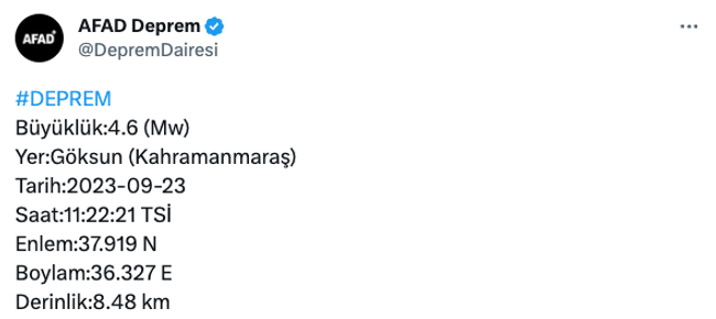 Kahramanmaraş'ta korkutan deprem! Çevre illerden de hissedildi, AFAD büyüklüğünü duyurdu… - Resim : 1