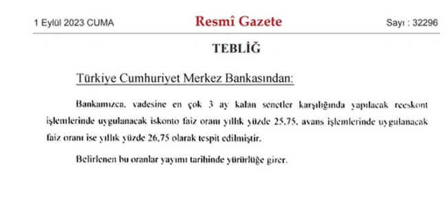 Merkez Bankası'ndan yeni 10 puanlık faiz kararı - Resim : 1