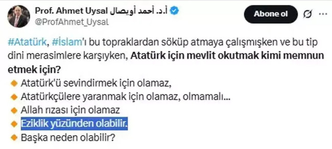 İstanbul Üniversitesi profesöründen skandal Atatürk paylaşımı! - Resim : 1