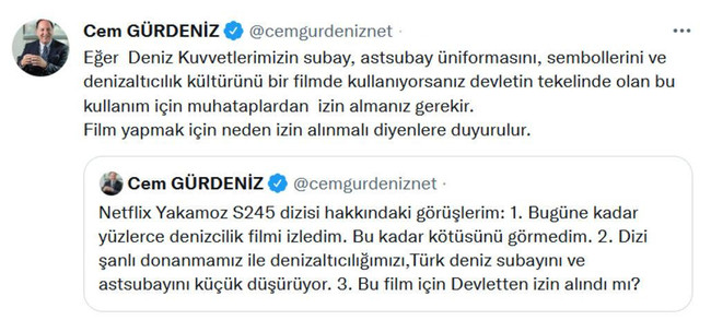 Cem Gürdeniz'den Kıvanç Tatlıtuğ'un yeni dizisi Yakamoz S-245'e sert eleştiri! - Resim : 1