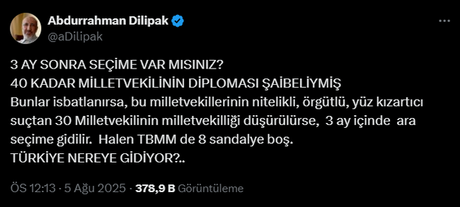 Abdurrahman Dilipak'dan bomba iddia: '40 vekilin diploması şaibeli, 3 ay içinde seçim olabilir' - Resim : 1