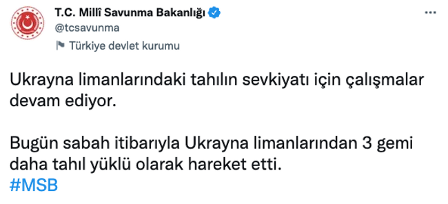Ukrayna’dan 3 gemi daha hareket etti! MSB duyurdu… - Resim : 1