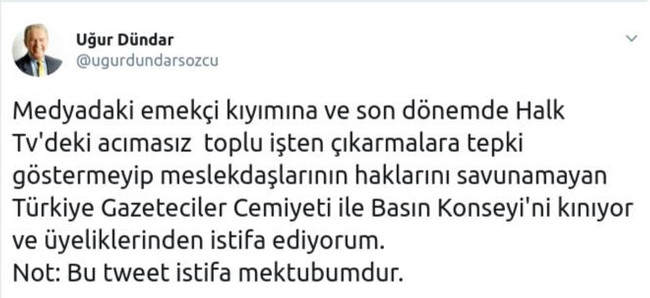 Uğur Dündar TGC ve Basın Konseyi'nden istifa etti - Resim : 1