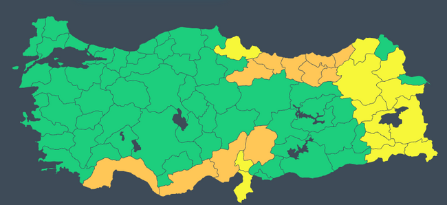 Meteoroloji’den 24 kente sarı ve turuncu kodlu uyarı! İşte il il 25 Kasım Pazartesi hava durumu… - Resim : 1