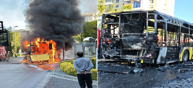 İstanbul Bahçeşehir'de İETT otobüsü alev alev yandı! - Resim : 1