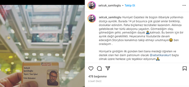 Hürriyet'in deneyimli foto muhabiri Selçuk Şamiloğlu görevinden ayrıldı - Resim : 1