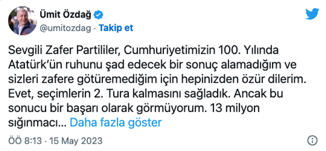 Ümit Özdağ’dan ‘özür dilerim’ paylaşımı! Zafer Partililere seslendi… - Resim : 1