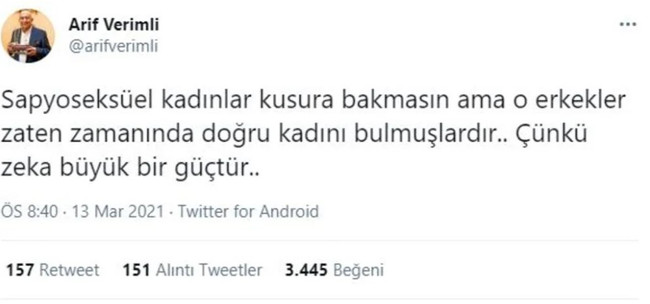 Arif Verimli'den Hülya Avşar'a sapyoseksüel göndermesi! "Zeka büyük bir güçtür" - Resim : 1