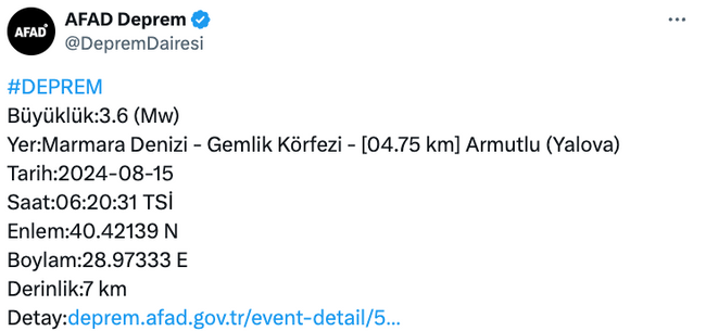 Marmara Denizi'nde korkutan deprem! 7 kilometre derinlikte… - Resim : 1