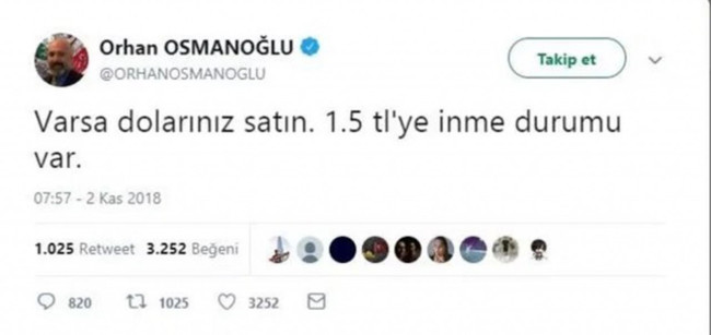 Ünlü tweetini silmişti! Orhan Osmanoğlu ‘dolar’ sessizliğini bozdu - Resim : 1