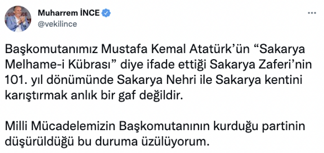 Muharrem İnce'den Kılıçdaroğlu'nun "Sakarya" gafına CHP'lileri kızdıracak gönderme - Resim : 1