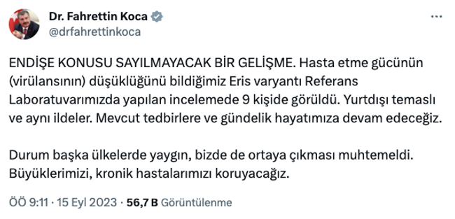 Bakan Koca duyurdu: Eris varyantı Türkiye’de görüldü! ‘Aynı ildeler’ diyerek sayı verdi... - Resim : 2
