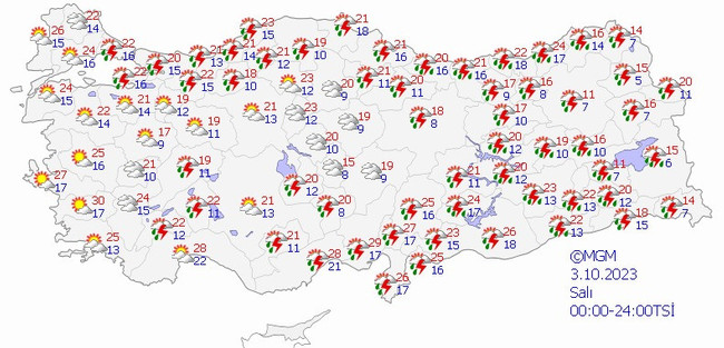 Meteoroloji 20 ildeki vatandaşları uyardı! İşte il il 3 Ekim hava durumu… - Resim : 1