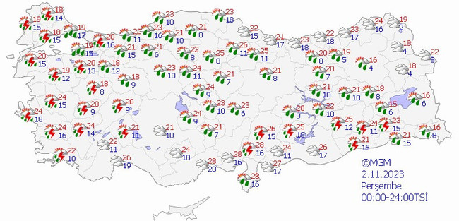 Meteoroloji’den 2 Kasım için birçok ile sağanak uyarısı! İşte il il 2 Kasım Perşembe hava durumu… - Resim : 1