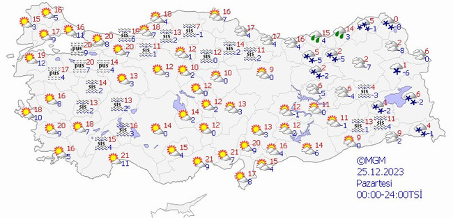 Meteoroloji’den kar yağışı uyarısı! İşte il il 25 Aralık hava durumu… - Resim : 1
