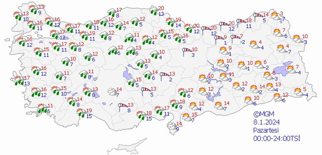 Meteoroloji’den 16 il için sarı kodlu uyarı! İşte il il 8 Ocak hava durumu… - Resim : 2