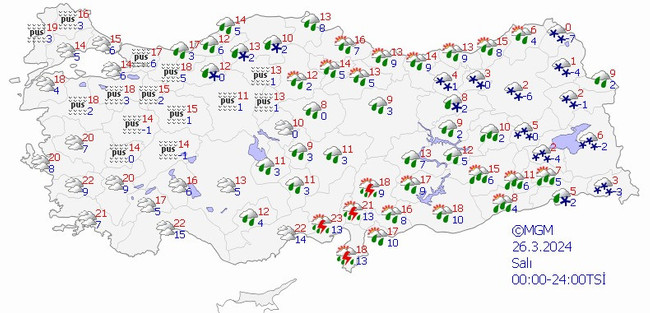 Meteoroloji’den gök gürültülü sağanak, fırtına ve kar yağışı uyarısı! İşte il il 26 Mart hava durumu - Resim : 2