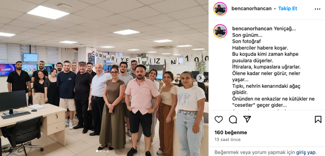 Başarılı gazeteciden Yeniçağ'a veda paylaşımı! 'Son gün, son fotoğraf…' - Resim : 1