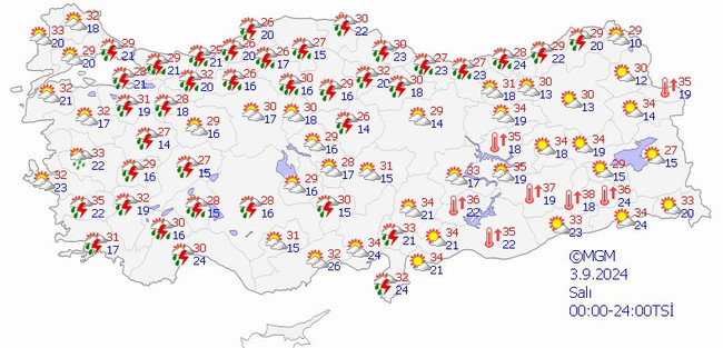 Meteoroloji il il uyardı: Sağanak bekleniyor! İşte 3 Eylül Salı hava durumu… - Resim : 1