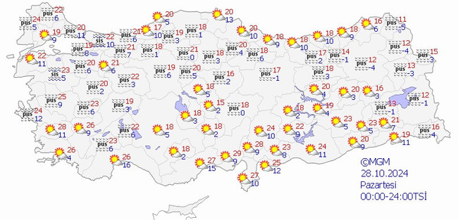 Meteoroloji paylaştı: Bugün hava nasıl olacak? İşte il il 28 Ekim Pazartesi hava durumu… - Resim : 1