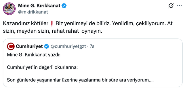 Cumhuriyet yazarı Mine Kırıkkanat’tan flaş karar! ‘Kripto kılıç artığı’ sözleri tepki çekmişti… - Resim : 2