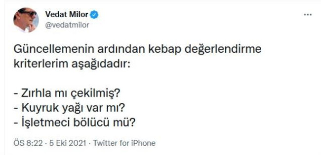 "Bölücü kebapçılar" tartışması büyüyor! Vedat Milor'un imalı paylaşımına MHP'den jet yanıt - Resim : 1