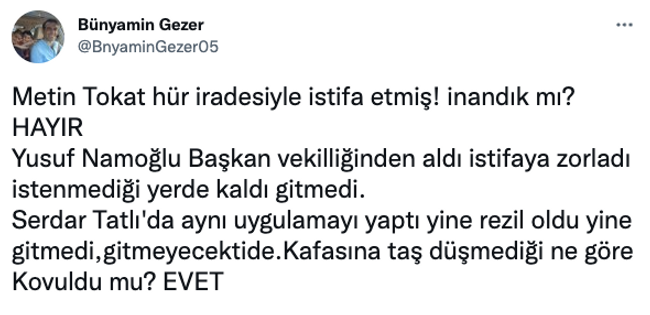 İstifa sonrası Bünyamin Gezer'den olay sözler! "Yine rezil oldu, kovuldu!" - Resim : 1