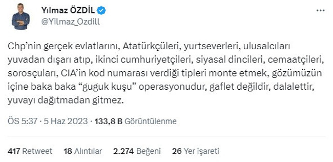 Yılmaz Özdil CHP'deki 'Guguk Kuşları'nı anlattı: "Yuvayı dağıtmadan gitmez" - Resim : 1