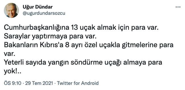 Uğur Dündar’dan kızdıracak yangın paylaşımı! ‘Yeterli sayıda…’ - Resim : 1
