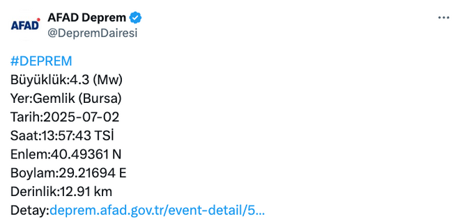 AFAD duyurdu: Bursa’da korkutan deprem! İstanbul’da da hissedildi… - Resim : 1