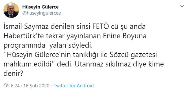Hüseyin Gülerce ile İsmail Saymaz arasında FETÖ'cü polemiği! Sosyal medya sallandı! - Resim : 1