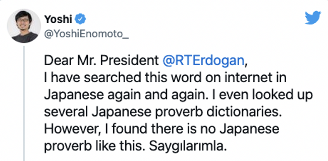 Japon fenomenden Erdoğan’a atasözü cevabı: "Japonca'da defalarca aradım..." - Resim : 1