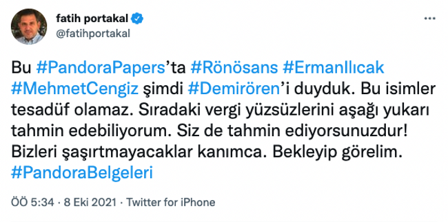 Fatih Portakal’dan Pandora Belgeleri içinde ismi geçen Demirören’e sert tepki! ‘Yazıklar olsun...’ - Resim : 2