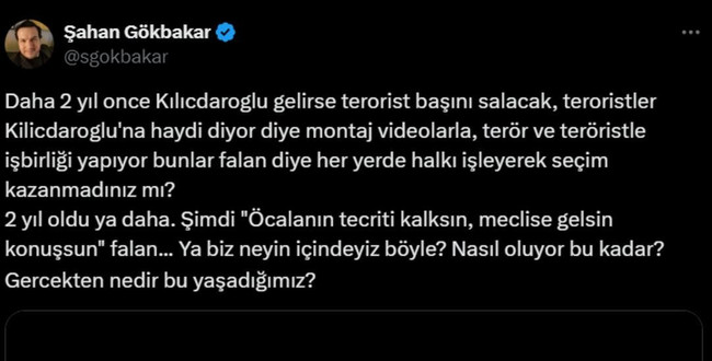 Şahan Gökbakar'dan Bahçeli'nin 'Öcalan' çıkışına tepki! - Resim : 1