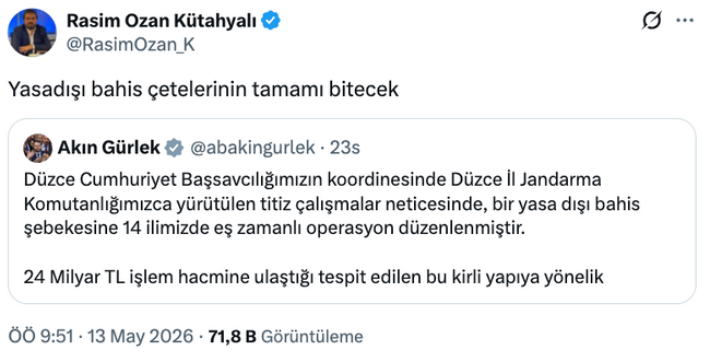 Rasim Ozan Kütahyalı'nın paylaşımı gündem oldu! Akın Gürlek'i alıntılamış… - Resim : 2
