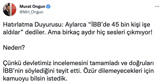 Murat Ongun duyurdu: Bakanlığın İBB'de başlattığı "terör" soruşturması bitti! - Resim : 1